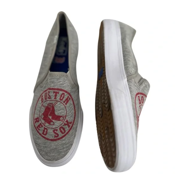 Keds MLB Boston Red Sox Casual Slip-On Shoes Sneakers Heather Gray WF56844  Sz